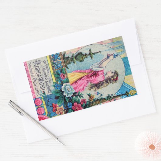 フロリダの水ヴィンテージの香りとビクトリアンデコ 長方形シール (封筒)