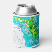 フロリダの水彩地図 缶クーラー (缶正面)