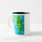 フロリダの水彩画の地図 ツートーンマグカップ (正面左)