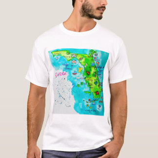 フロリダの水彩画の地図 Tシャツ