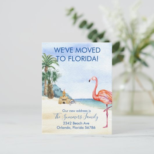 フロリダの水彩画ビーチオーシャンシーに移住しました 案内ポストカード (スタンド正面)