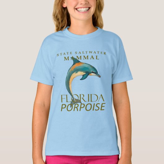 フロリダの海の哺乳類ネズミイルカデザイン Tシャツ (正面)