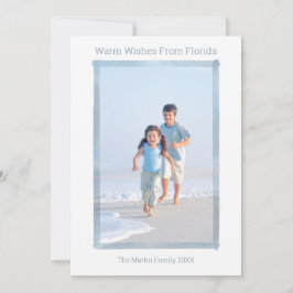 フロリダの海をイメージしたミニマルなクリスマスカード 水彩フレーム シーズンカード