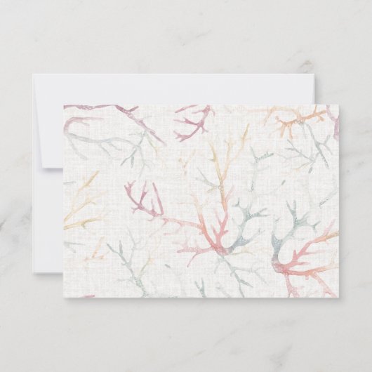 フロリダの海岸のビーチでの水彩画のようなウェディング・RSVP 出欠カード (裏面)