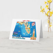 フロリダの漫画の地図 カード (黄色い花)