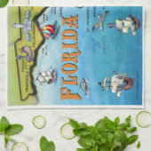 フロリダの漫画の地図 キッチンタオル (折り畳み)