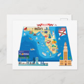 フロリダの漫画の地図 ポストカード (正面/裏面)