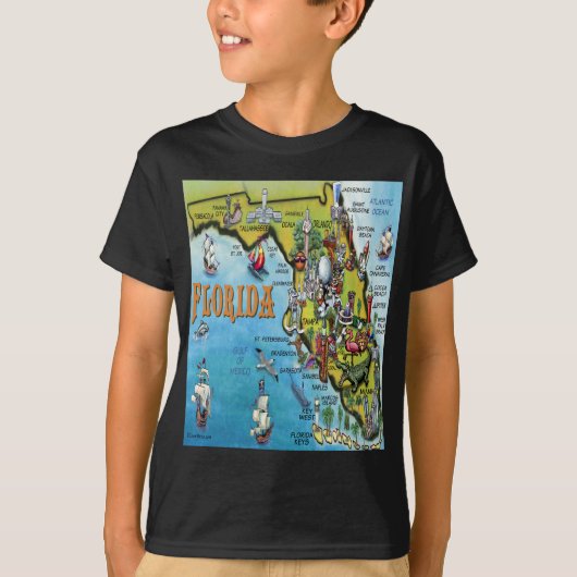 フロリダの漫画の地図 Tシャツ (正面)