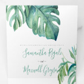 フロリダの熱帯ビーチ結婚式 三つ折り招待状 (内部最初)