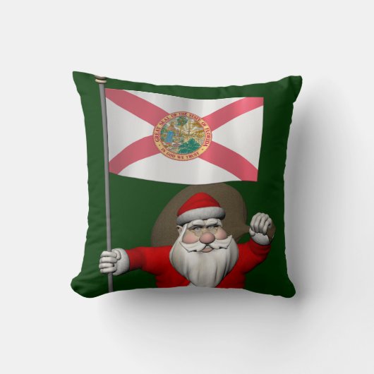 フロリダの看板のあるサンタクロース クッション (正面)