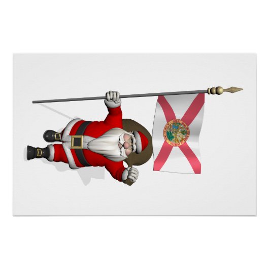 フロリダの看板のあるサンタクロース ポスター (正面)