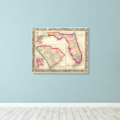 フロリダの県地図 キャンバスプリント (インサイチュ (ウッドフロア))