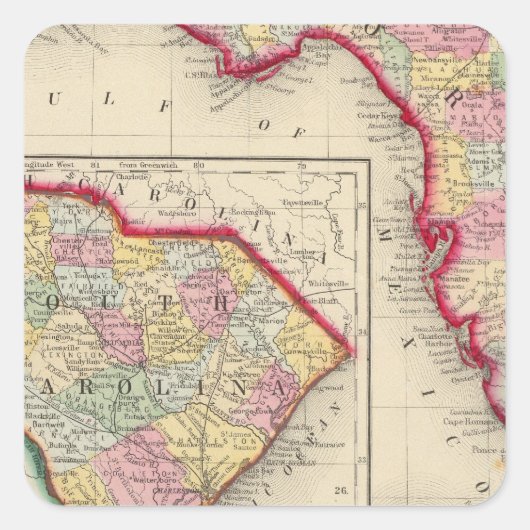 フロリダの県地図 スクエアシール (正面)