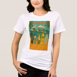 フロリダの砂とサーフボードのデザイン トライブレンドTシャツ
