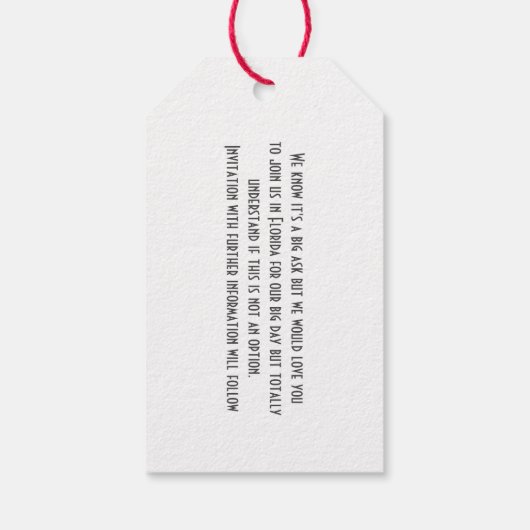 フロリダの結婚式の日付の保存 ギフトタグ (裏面)