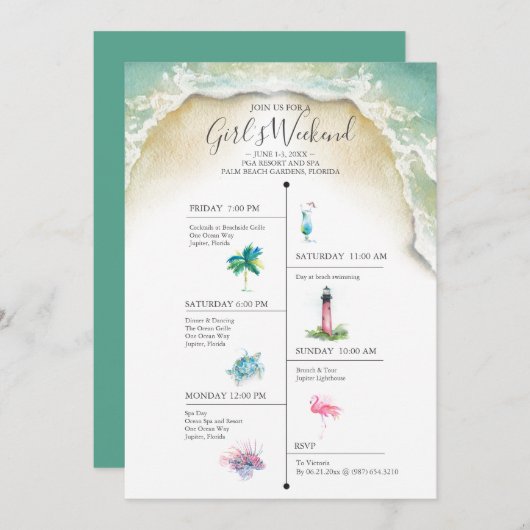 フロリダの週末のタイムラインの宛先の結婚式 (正面/裏面)