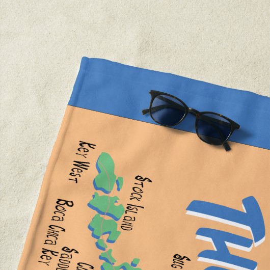 フロリダの鍵のおもしろいの地図 ビーチタオル (インサイチュ)