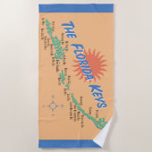 フロリダの鍵のおもしろいの地図 ビーチタオル (正面)