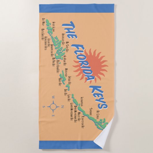 フロリダの鍵のおもしろいの地図 ビーチタオル (正面)