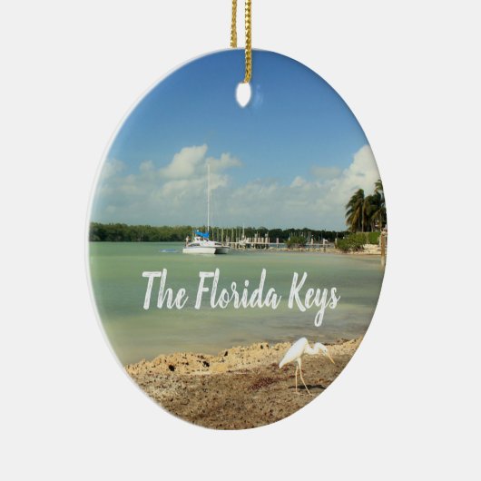 フロリダの鍵の写真のシーンとボートとジェルト セラミックオーナメント (右)