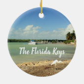 フロリダの鍵の写真のシーンとボートとジェルト セラミックオーナメント (裏面)