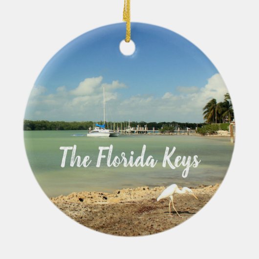 フロリダの鍵の写真のシーンとボートとジェルト セラミックオーナメント (裏面)