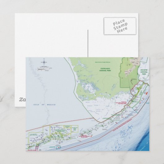 フロリダの鍵の地図 ポストカード (正面/裏面)
