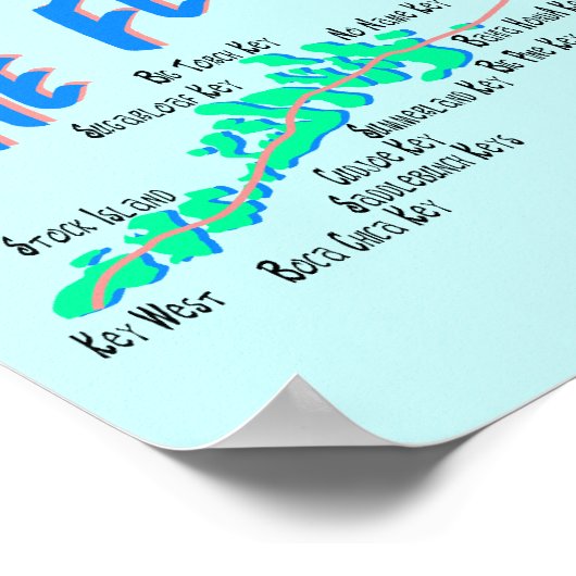 フロリダの鍵マップレトロイラストレーション ポスター (角)