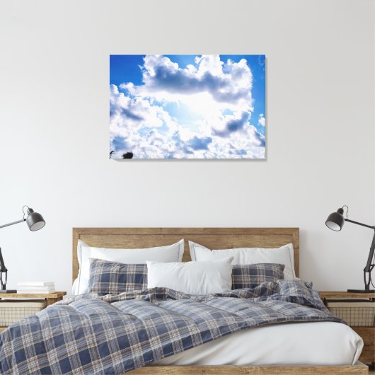 フロリダの鍵ムラササキヤクイとパームシルエット キャンバスプリント (インサイチュ (寝室))