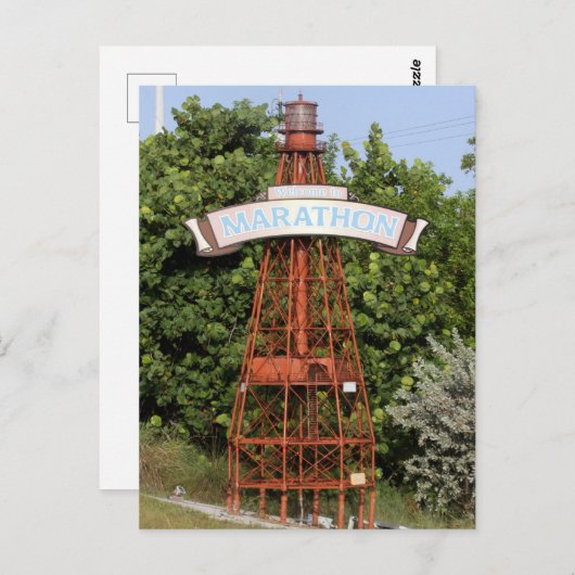 フロリダの鍵:アメリカ合衆国のマラソンサインへようこそ1 ポストカード (正面/裏面)