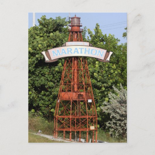 フロリダの鍵:アメリカ合衆国のマラソンサインへようこそ1 ポストカード (正面)