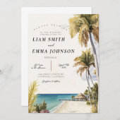 フロリダの鍵、鍵西、目的地の結婚式招待状 招待状 (正面/裏面)