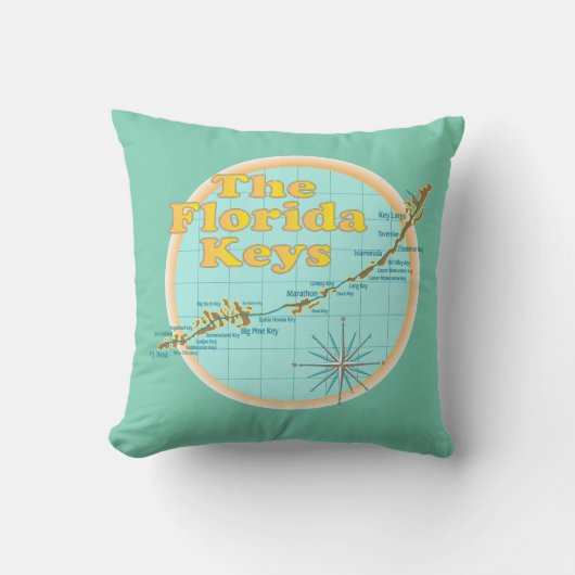 フロリダは地図のイラストレーションを調整します クッション (正面)