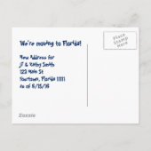 フロリダへの移動ようこそ住所の符号変更 案内ポストカード (裏面)