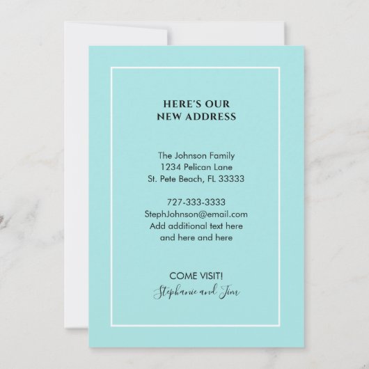 フロリダへの移動州マップ金ゴールドハートニューホーム 案内状 (裏面)