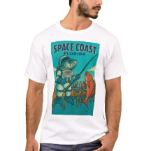 フロリダをテーマにしたスペースフィッシュTシャツデザイン