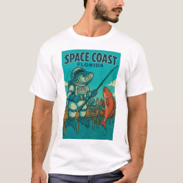 フロリダをテーマにしたスペースフィッシュTシャツデザイン Tシャツ