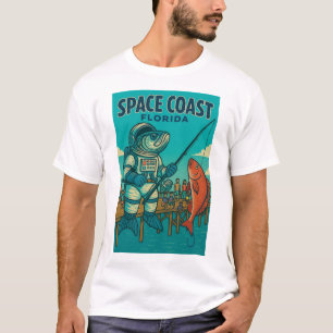 フロリダをテーマにしたスペースフィッシュTシャツデザイン Tシャツ