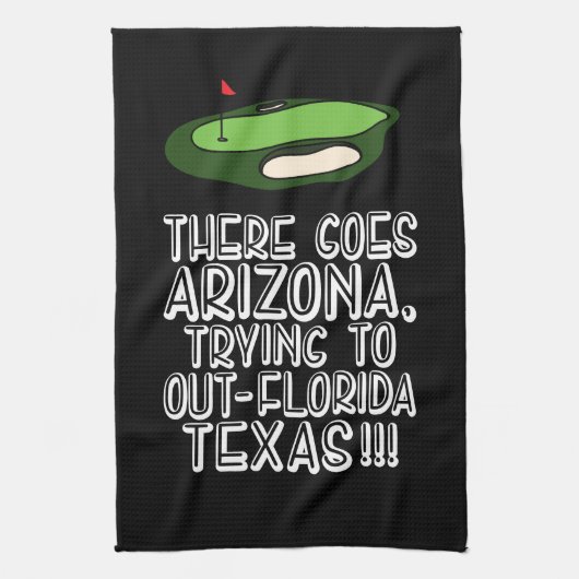 フロリダを出ようとしているアリゾナ州のゴルファー キッチンタオル (縦)
