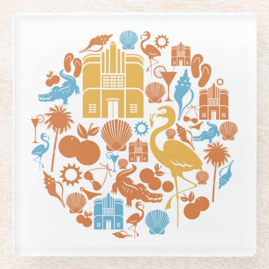 フロリダアイコン ガラスコースター (正面)