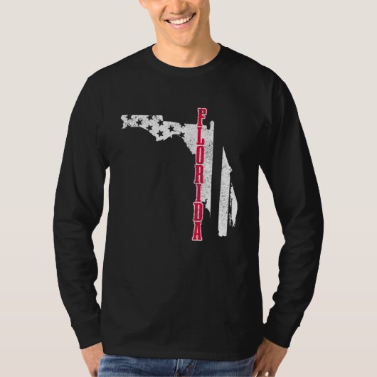 フロリダアメリカ国旗の地図プライド愛国的な4th Of J Tシャツ (正面)
