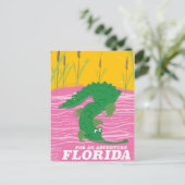 フロリダアリゲーターヴィンテージ旅行ポスター ポストカード (スタンド正面)