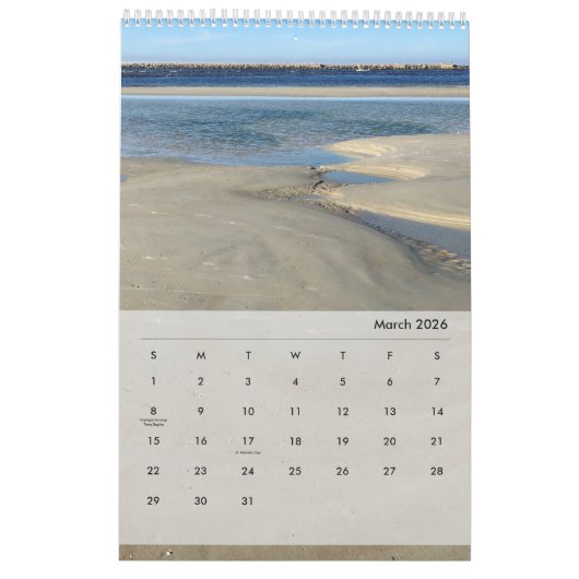 フロリダイーストコーストビーチバックウォーター自然 カレンダー (3月 2026)