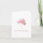 フロリダウォーターカラーピンクフラミンゴビーチクリスマス シーズンカード (正面)