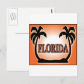 フロリダエアブラッシュルックオレンジサンセットパームツリーズ ポストカード (正面/裏面)