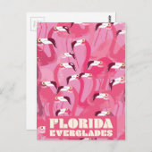 フロリダエバーグレーズフラミンゴヴィンテージ旅行ポスター ポストカード (正面/裏面)