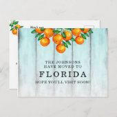 フロリダオレンジアクアフェンスに移動する新しい住所 案内ポストカード (正面/裏面)