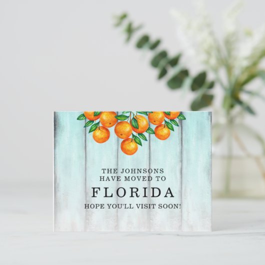 フロリダオレンジアクアフェンスに移動する新しい住所 案内ポストカード (スタンド正面)