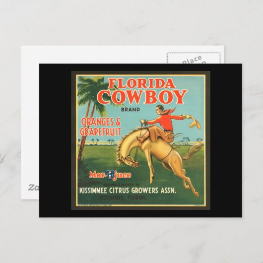 フロリダカウボーイオレンジ&グレープフルーツVintage Ad ポストカード (正面/裏面)