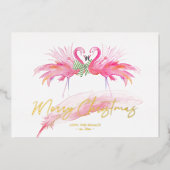 フロリダクリスマスカードピンクフラミンゴ 箔シーズンカード (正面)